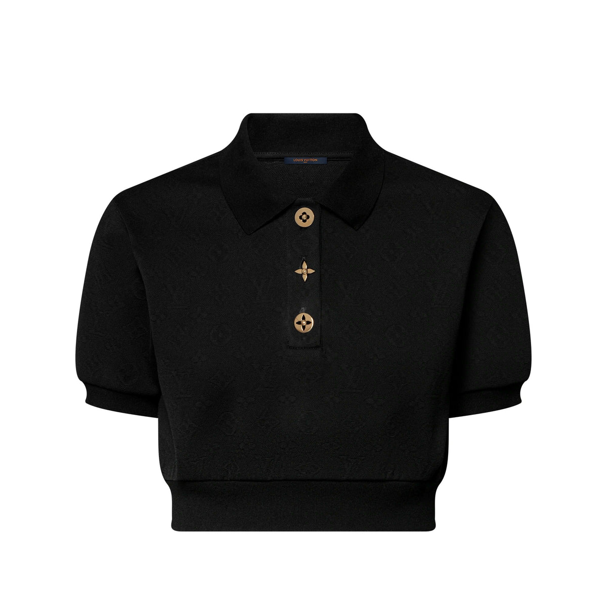 Cropped Monogram Button Polo Top