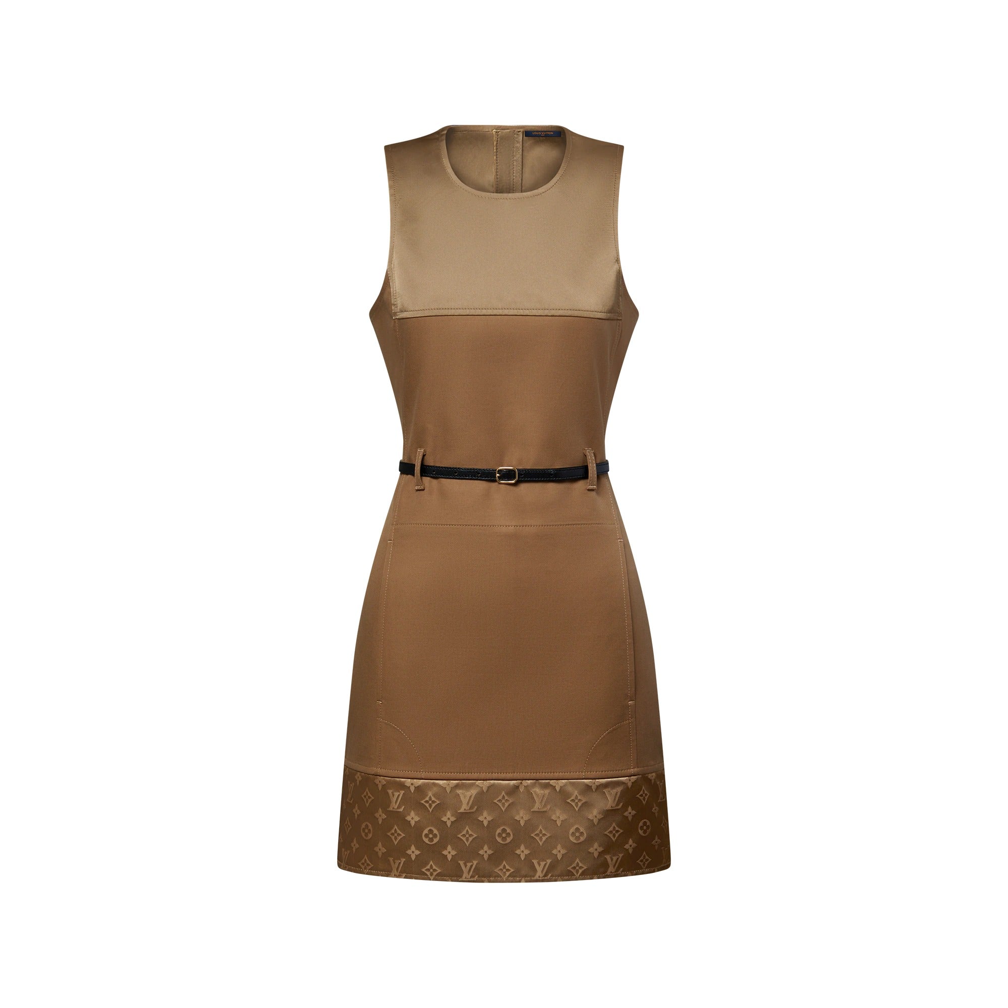 Bi-Material Belted Dress