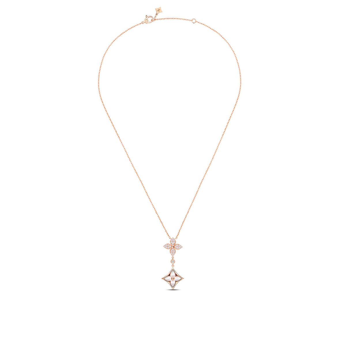 Color Blossom M Star Multi-Motif Pendant, Pink Gold, White Mother-of-Pearl and Diamonds