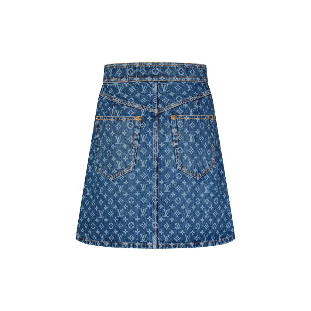 Monogram Denim A-Line Skirt