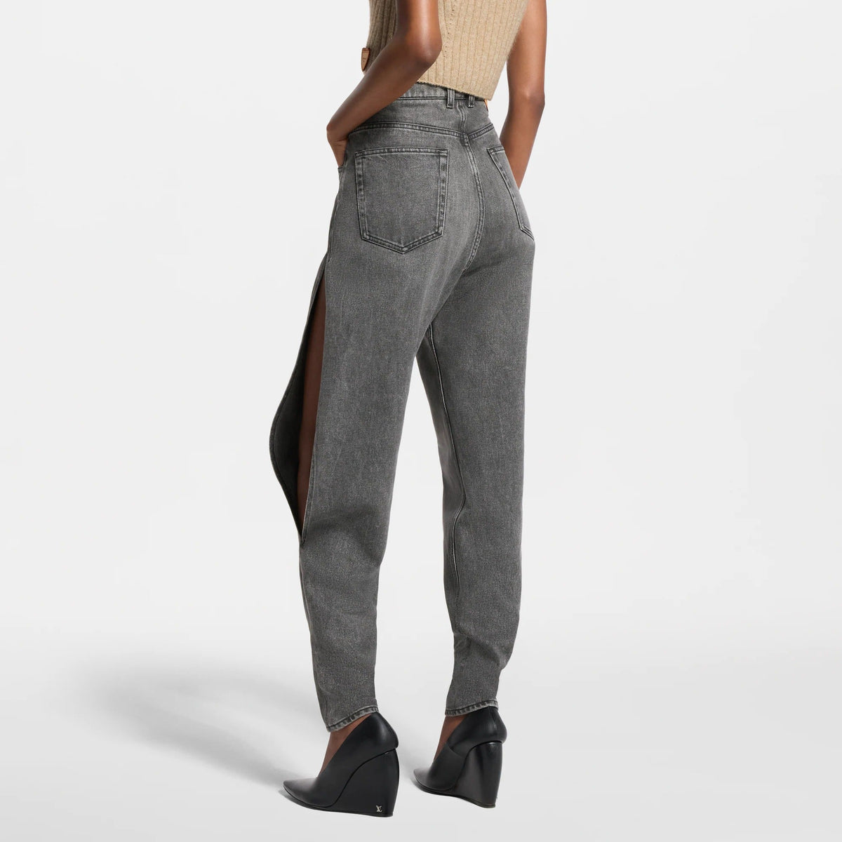 Split-Leg Tapered Balloon Jeans