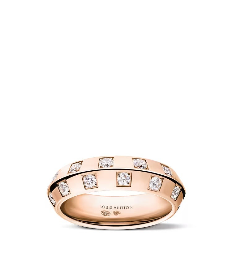 Le Damier de Louis Vuitton Medium Ring, Rose Gold and Diamonds