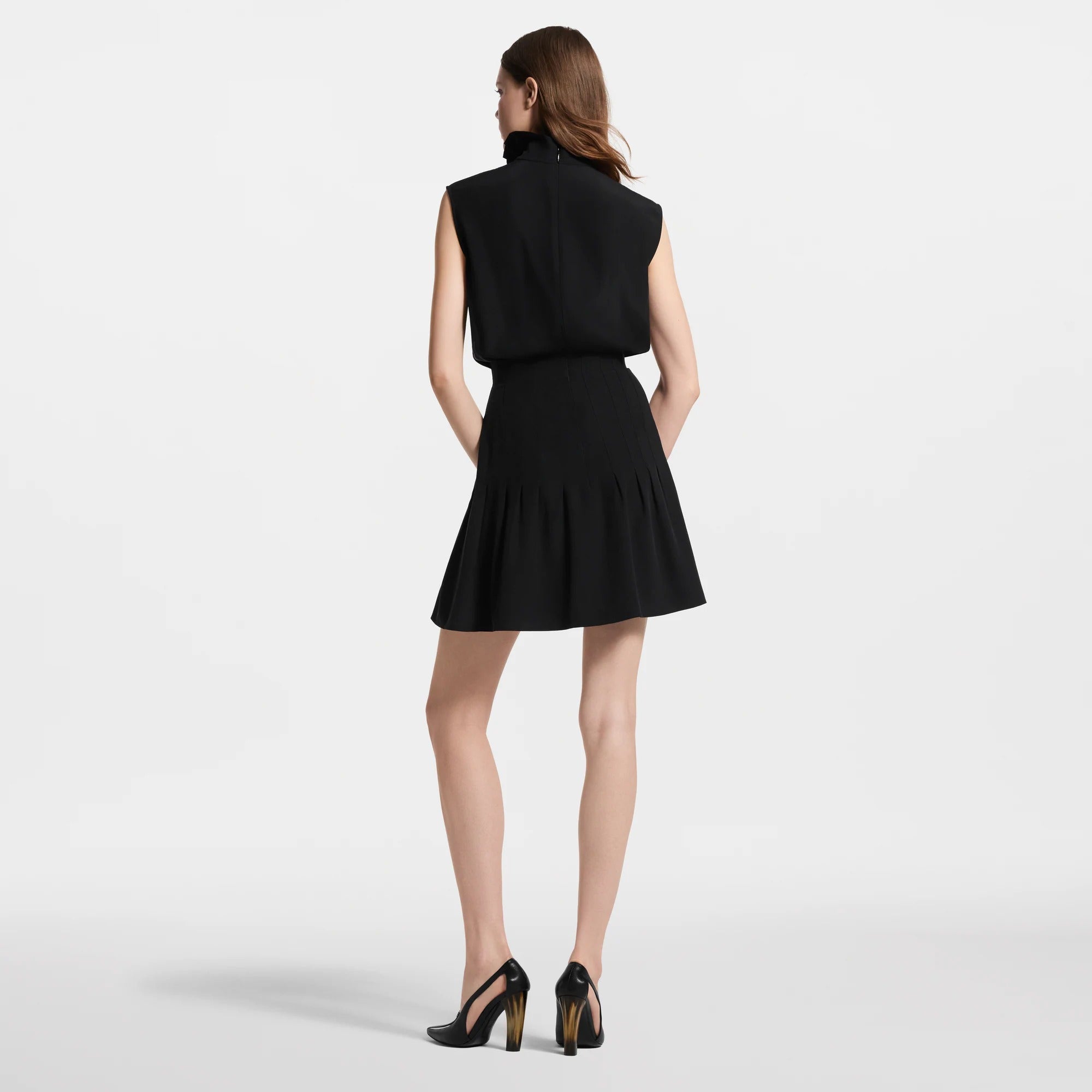Ruff Collar Silk Dress