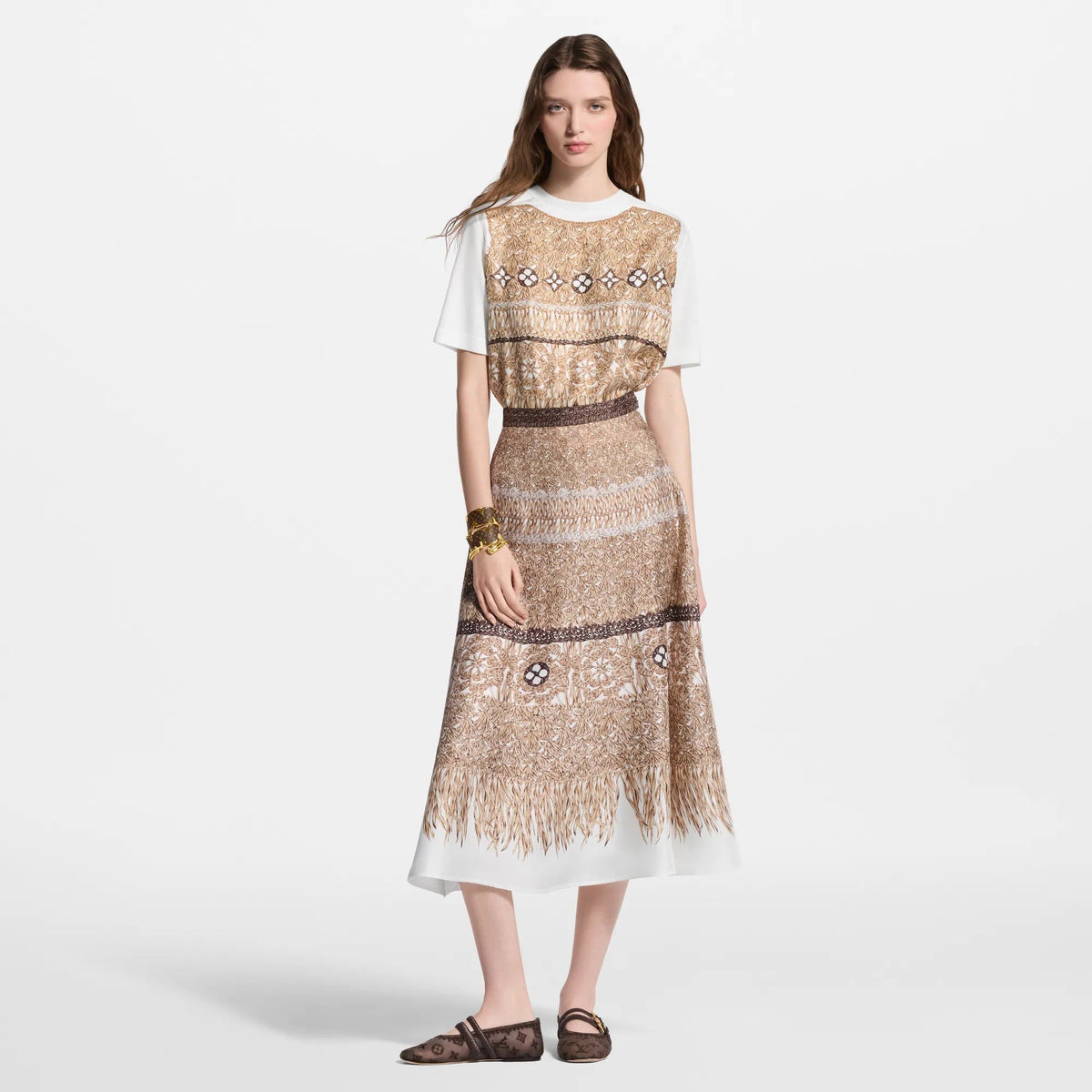 Woven Print Fluid Skirt