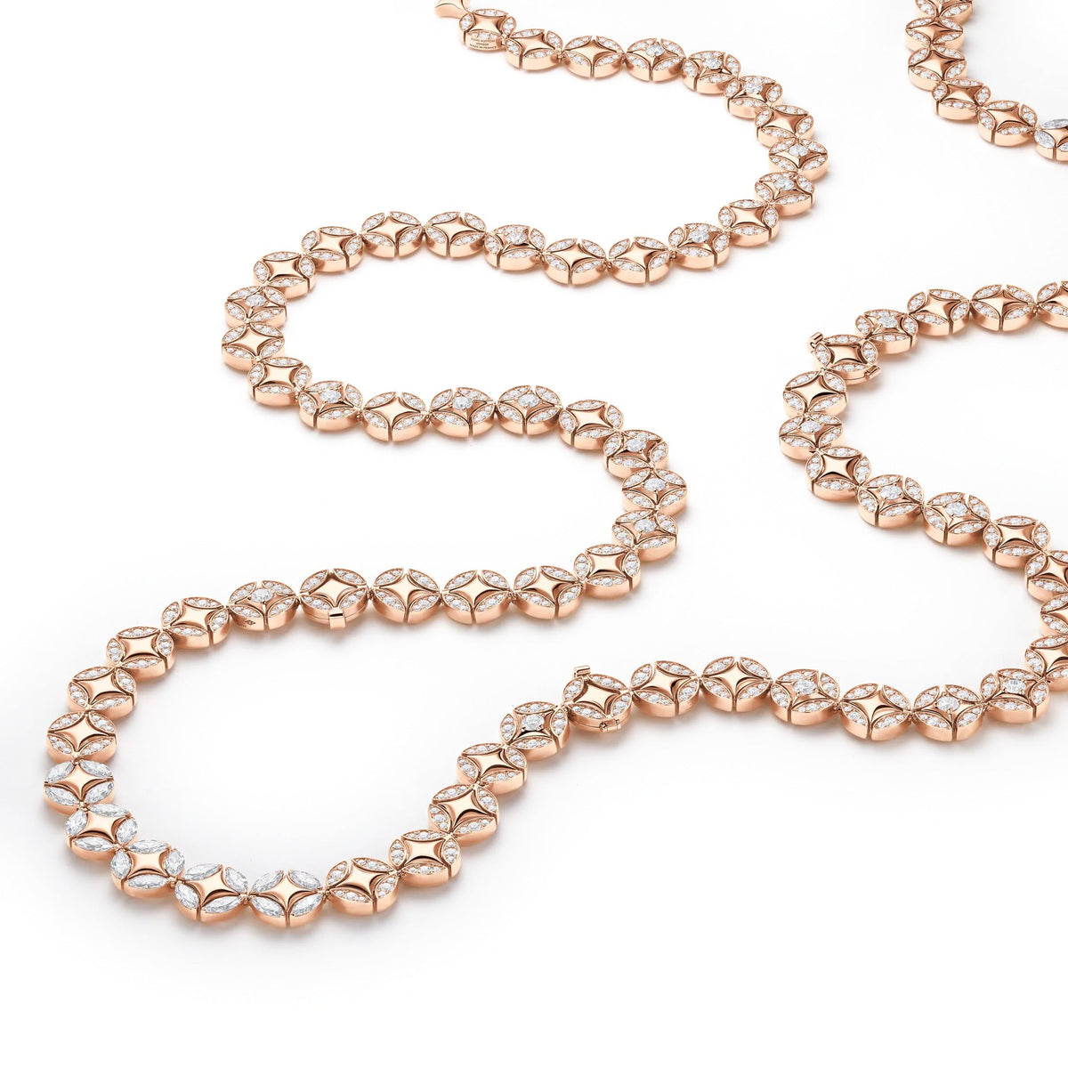 Galaxie Long Necklace, Rose Gold and Diamonds