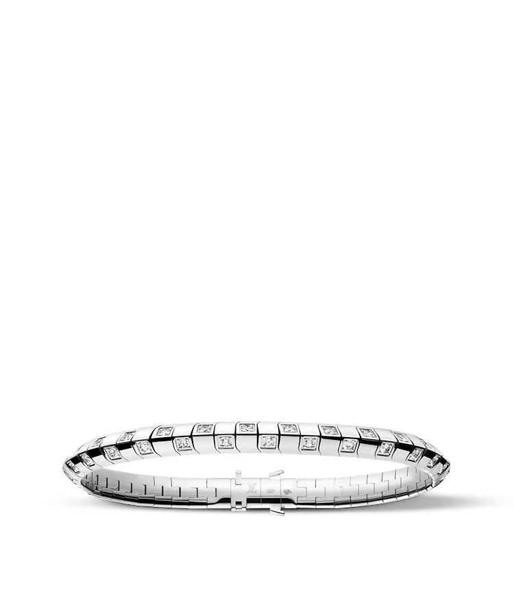 Le Damier de Louis Vuitton Medium Bracelet, White Gold and Diamonds