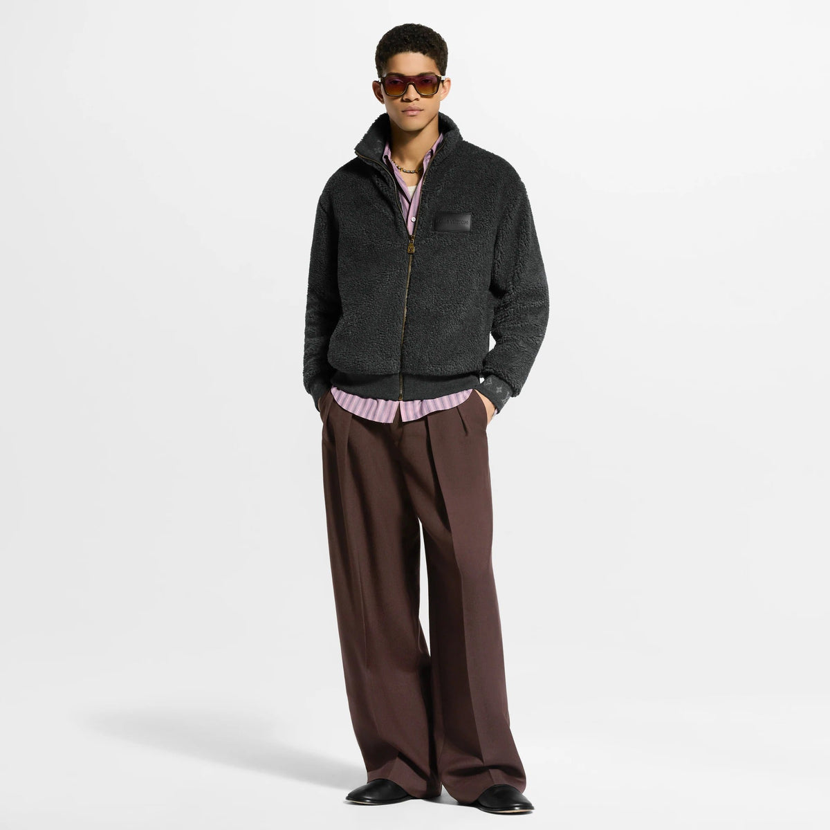 Leather Patch Fleece Blouson