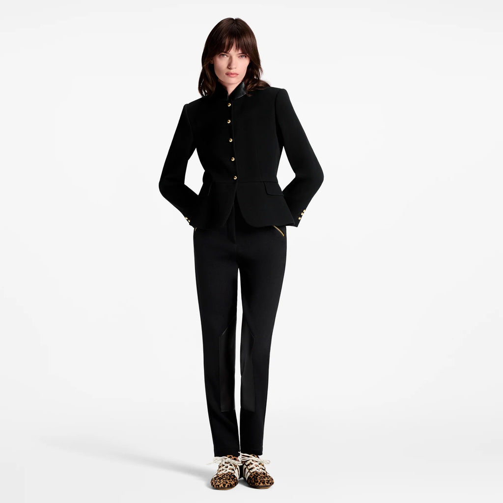 Leather Accent Fitted Jacket