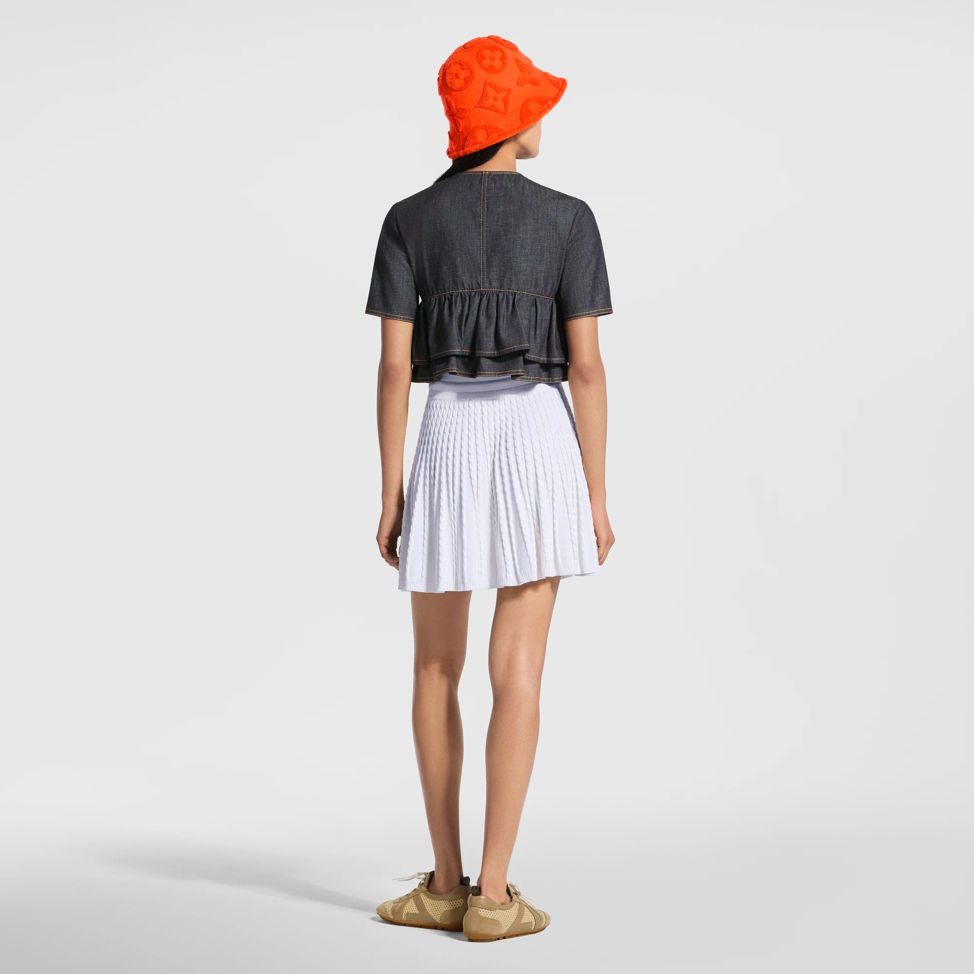 Ruffle Hem Denim Top