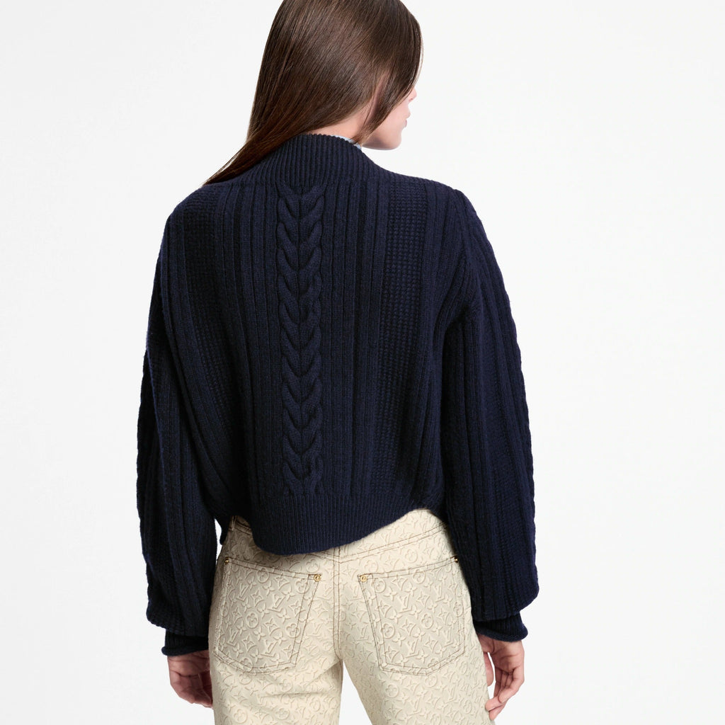 Strap Front Cable-Knit Cardigan
