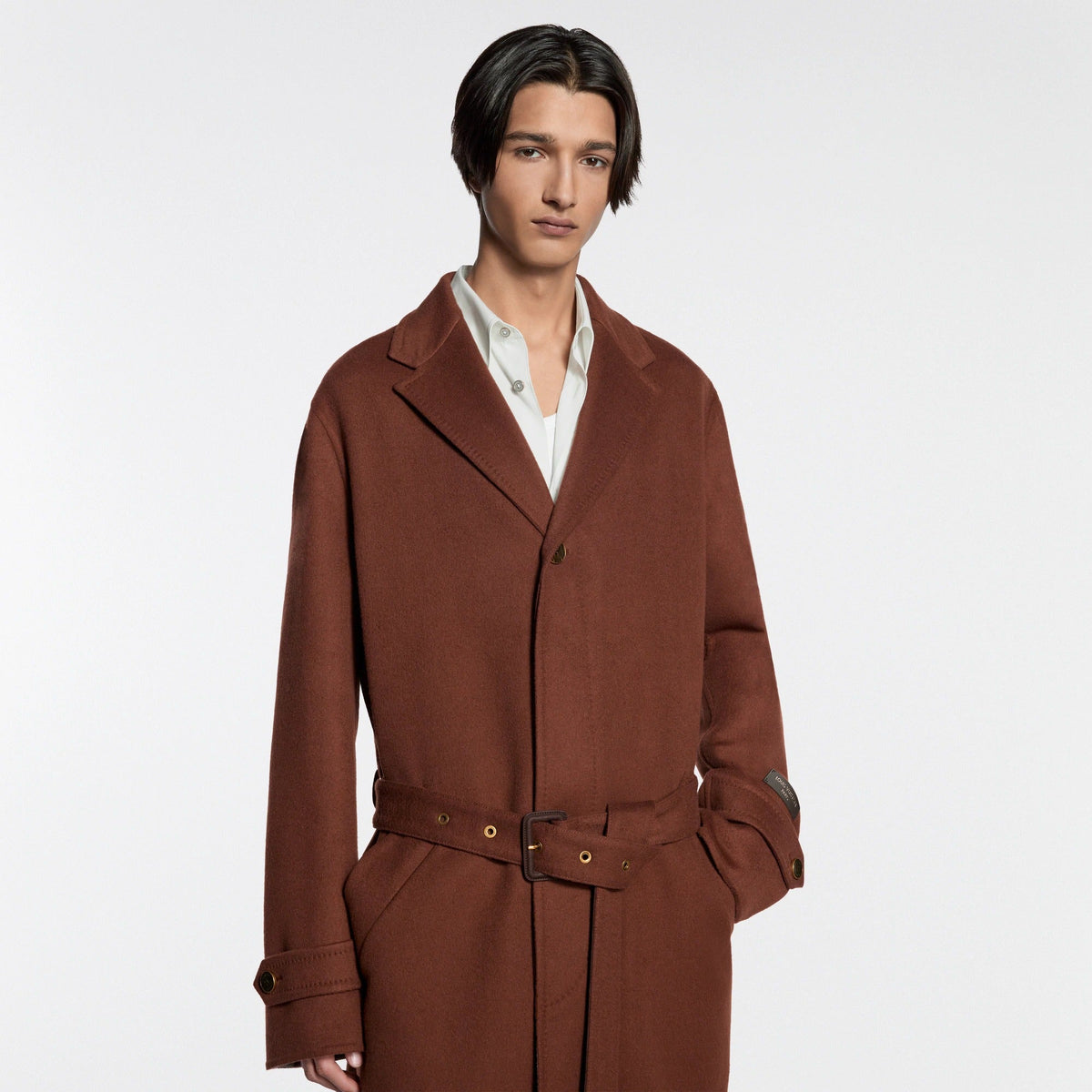 Double-Face Wool Silk Belted Coat