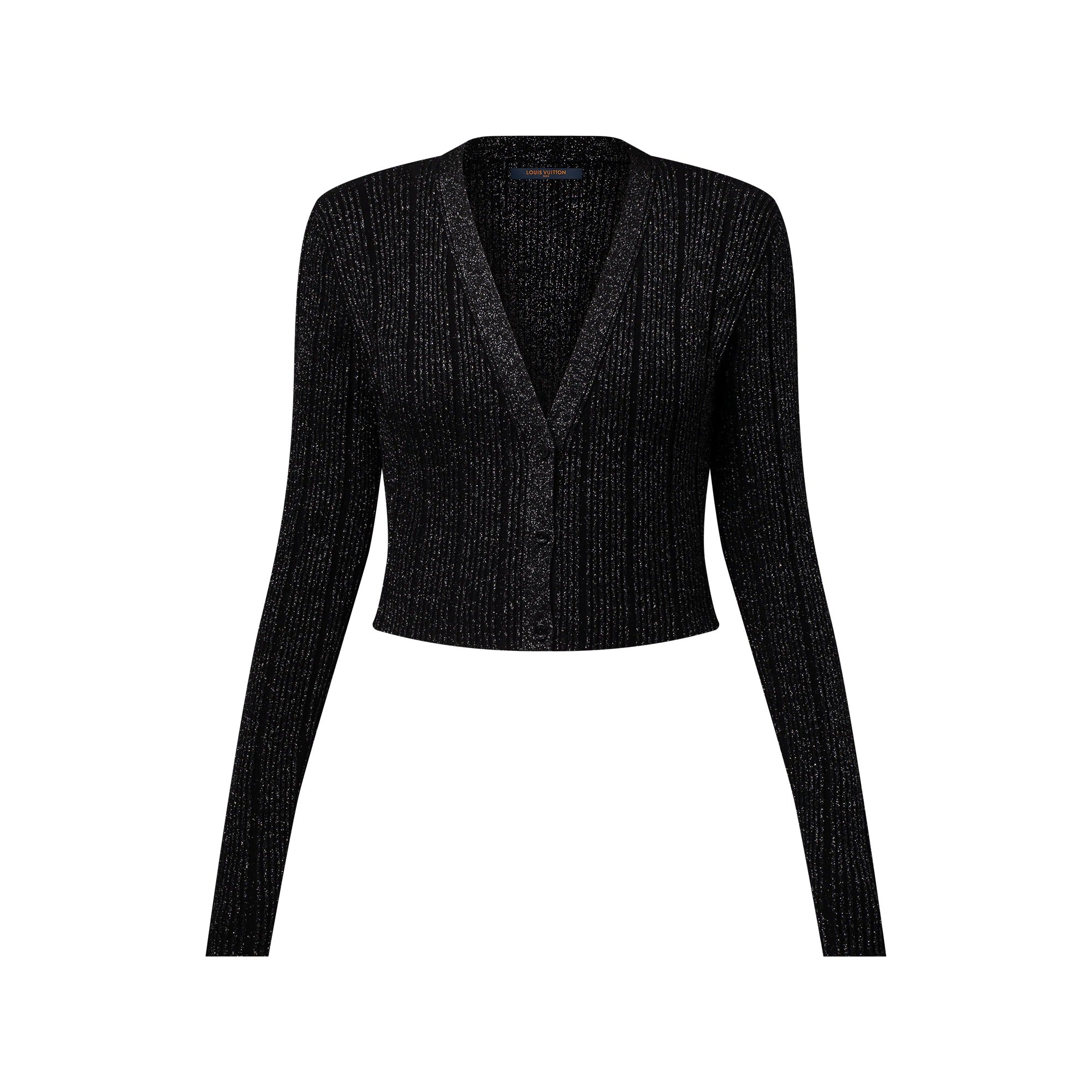 Cropped Rib-Knit Lurex Cardigan