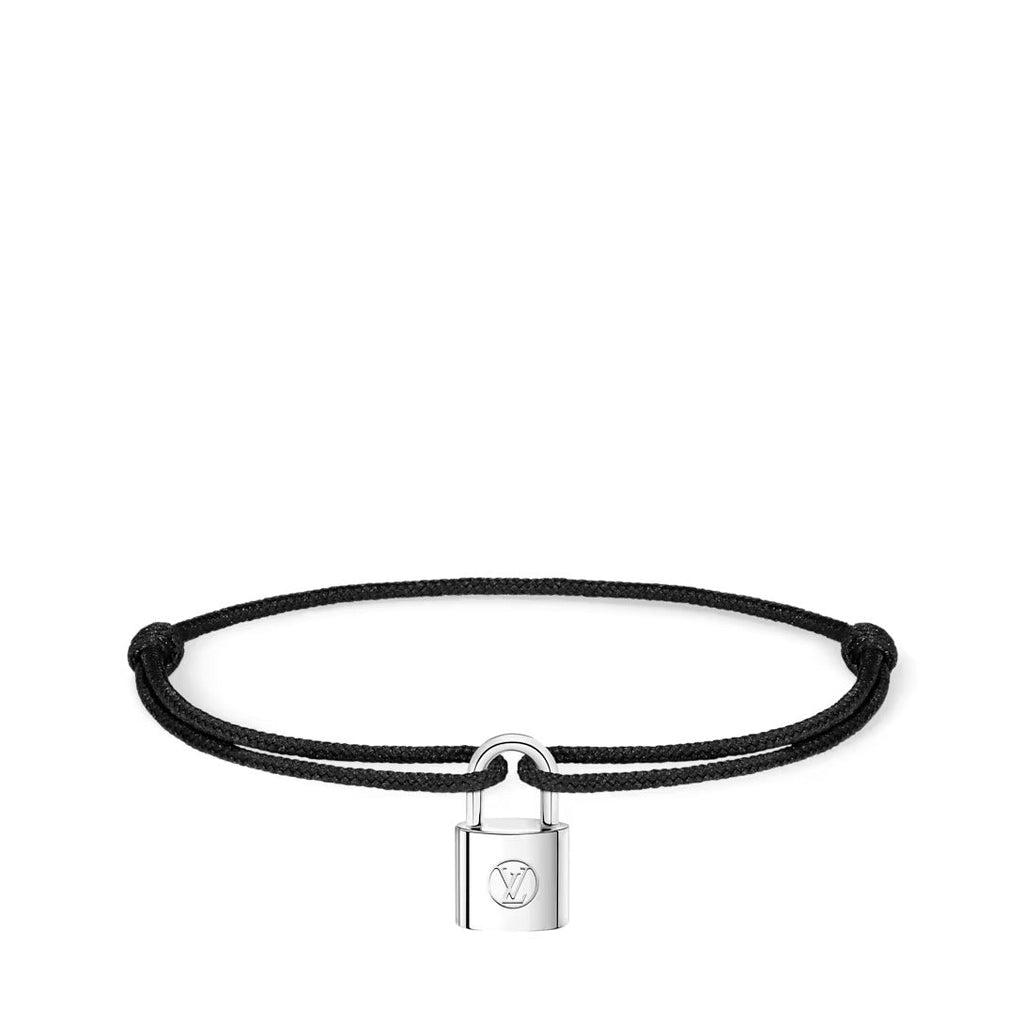 Silver Lockit Bracelet, Sterling Silver and Black Polyester Cord