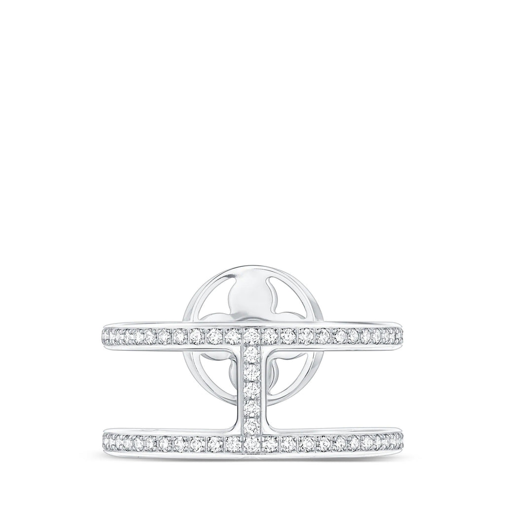 Idylle Blossom Two-Row Ring, White Gold And Diamonds