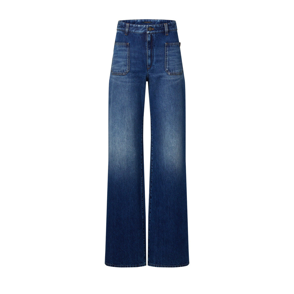 Flared Patch Pocket Jeans