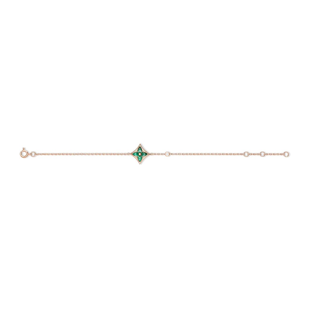Color Blossom BB Star Bracelet, Pink Gold, Malachite and Diamond