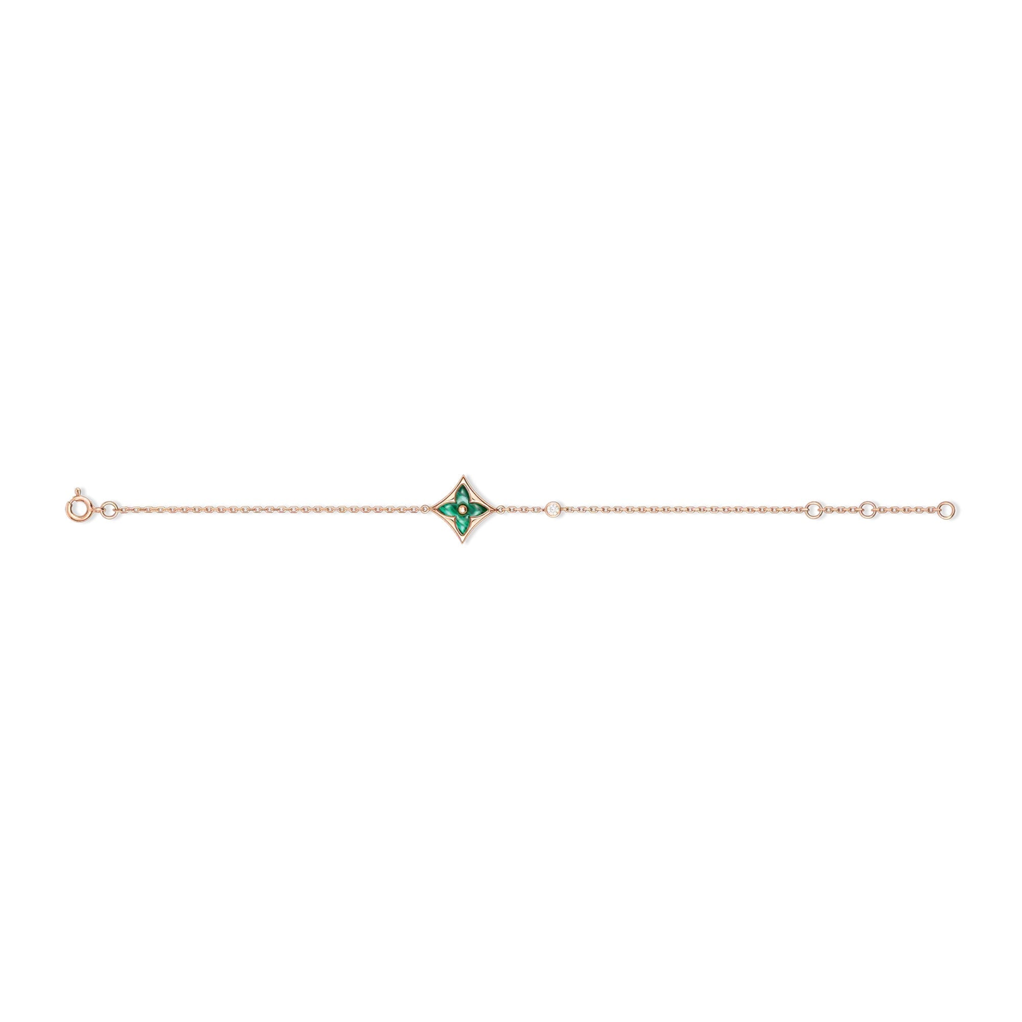 Color Blossom BB Star Bracelet, Pink Gold, Malachite and Diamond