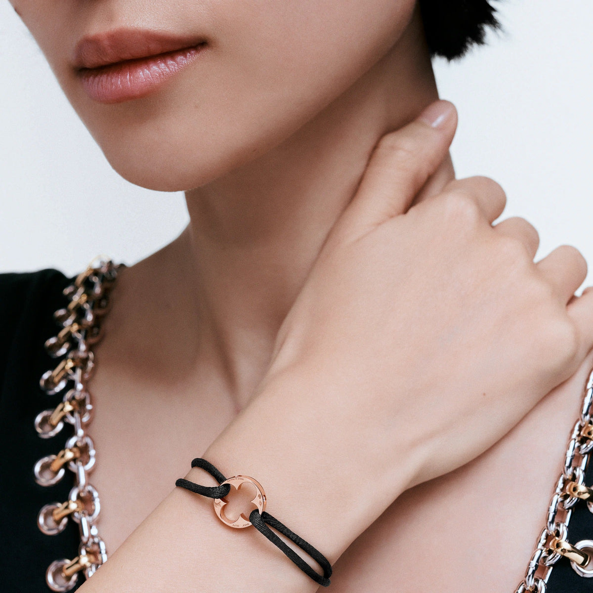 Empreinte Cord Bracelet, Pink Gold and Diamonds