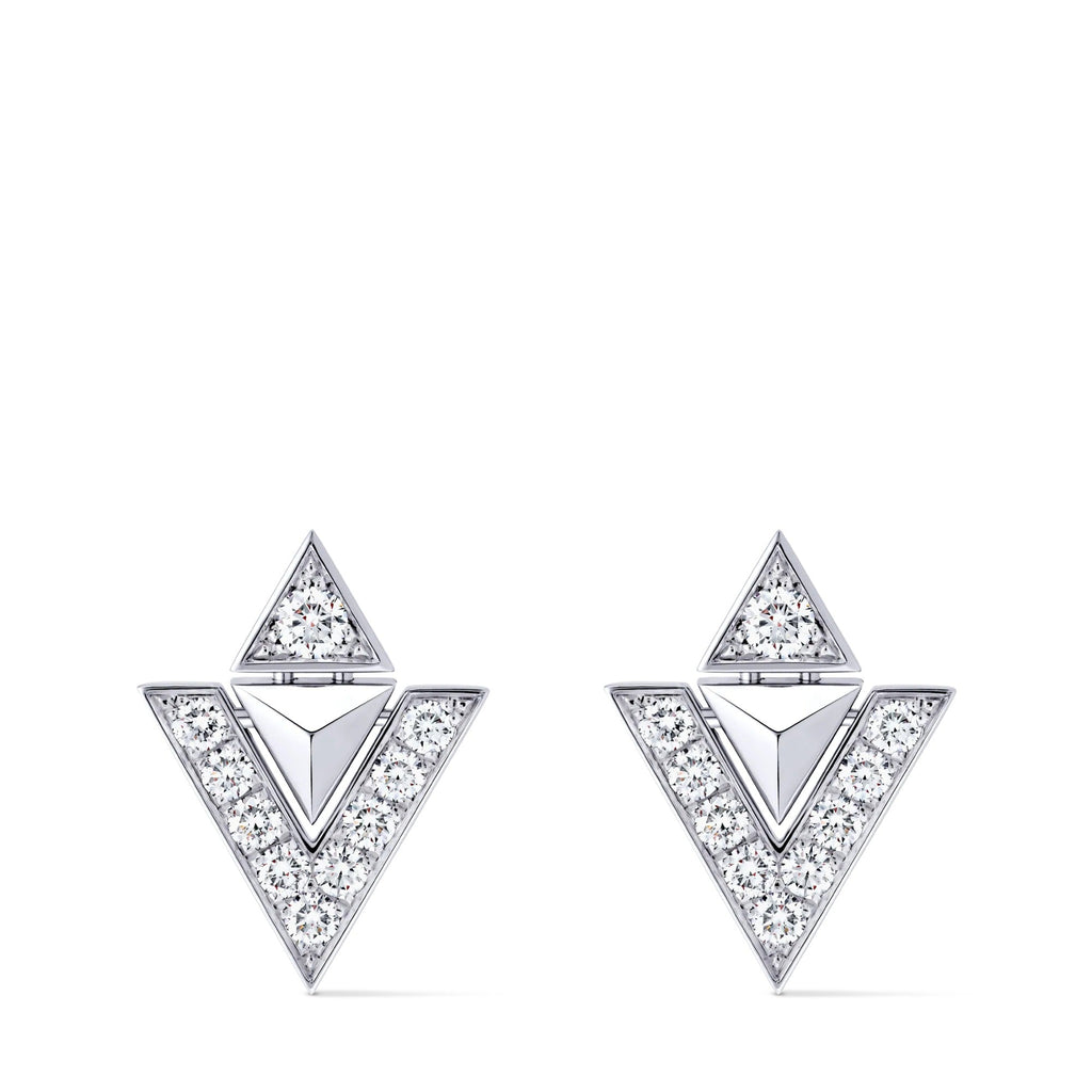 Pure V Earrings, White Gold and Diamonds