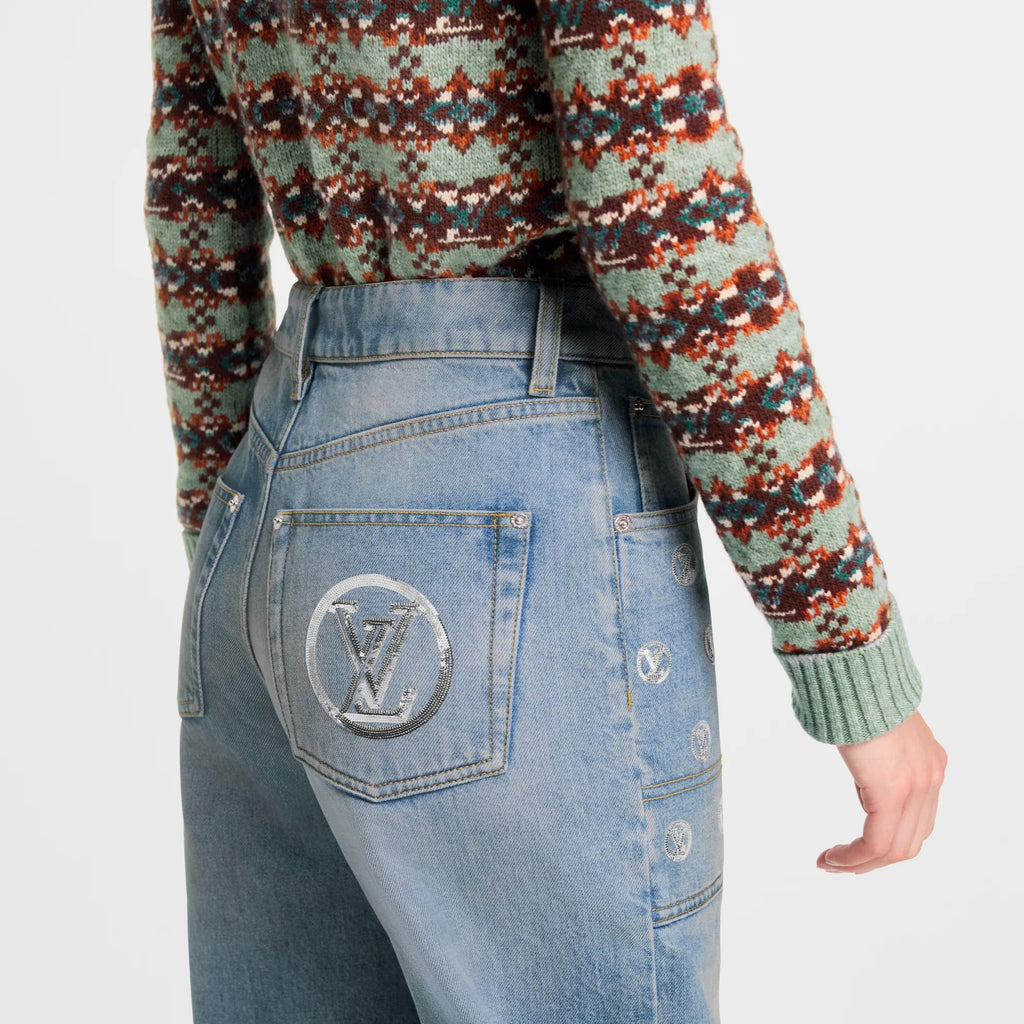 Signature Sequin Accent Flared Jeans