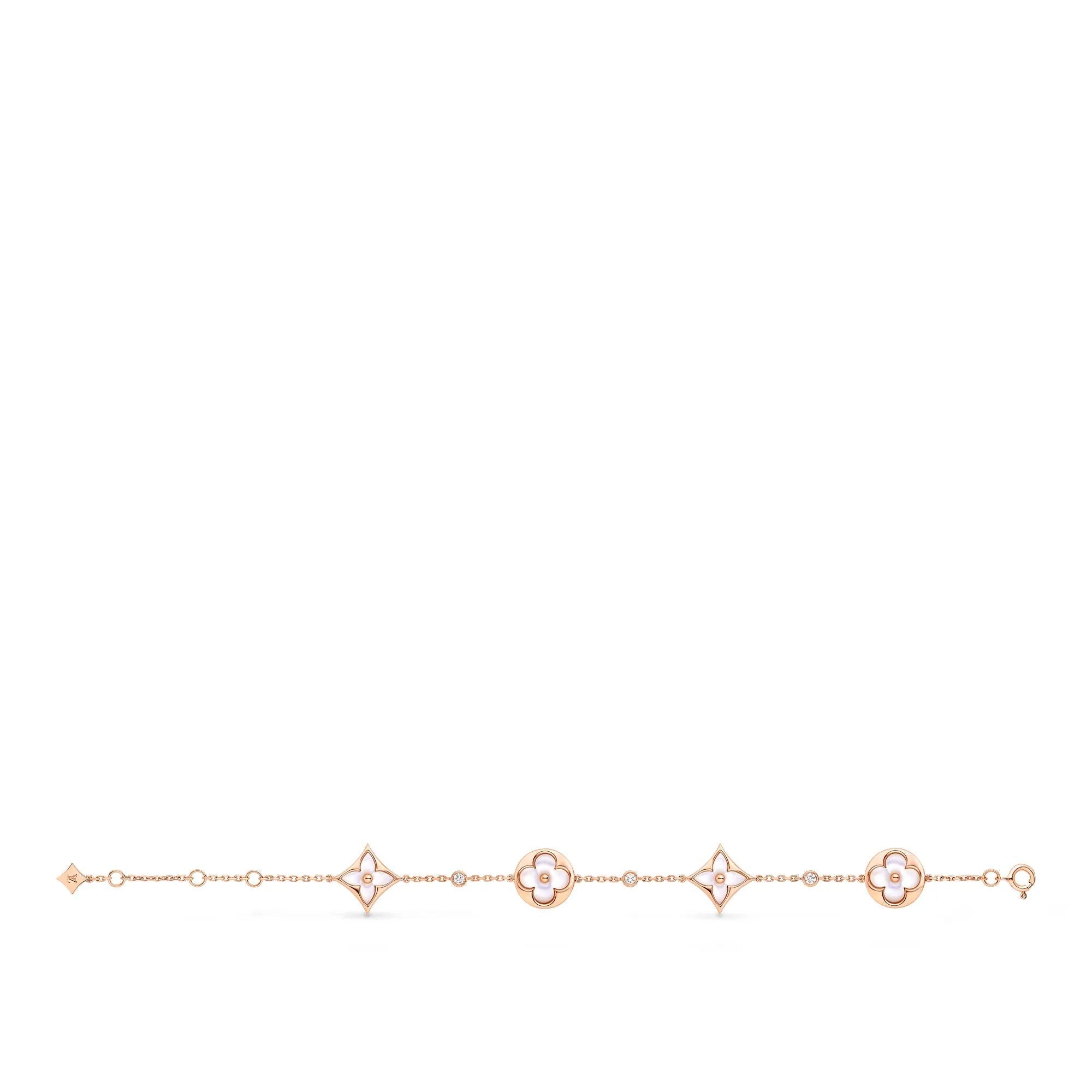 Color Blossom BB Star and Sun Multi-Motif Bracelet, Pink Gold, White Mother-of-Pearl and Diamonds