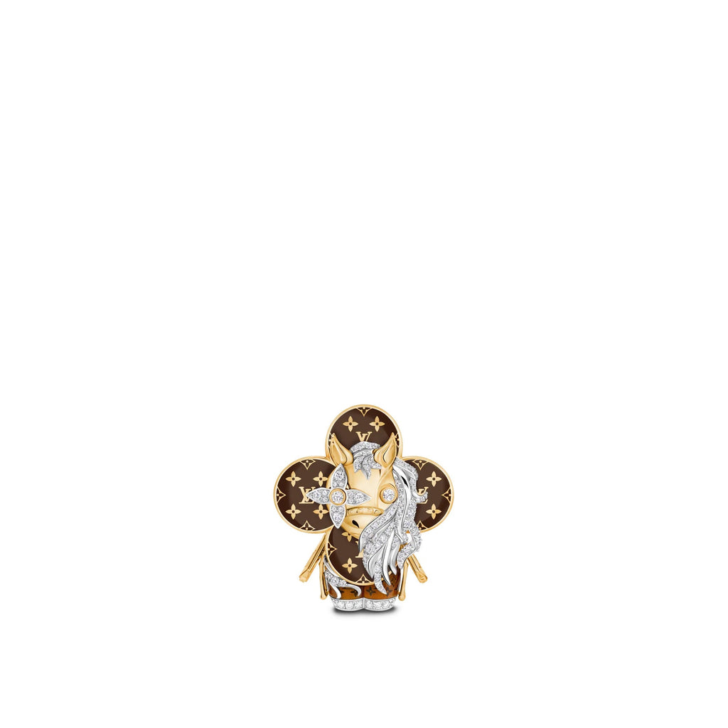 Vivienne Horse Pendant, Yellow Gold, White Gold, Lacquer & Diamonds