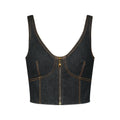 Topstitched Denim Crop Top