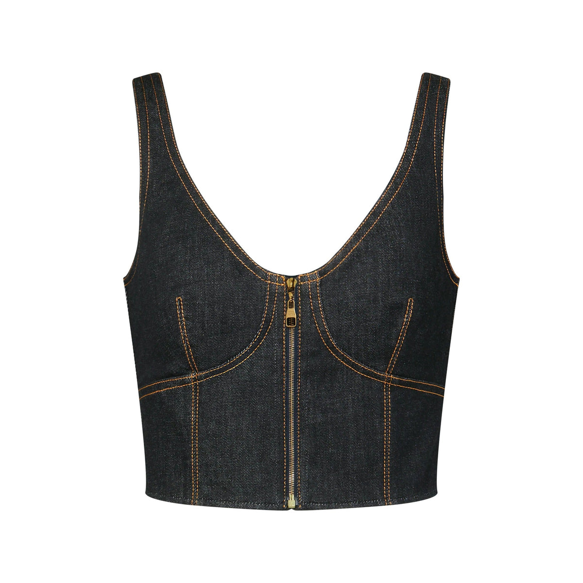 Topstitched Denim Crop Top