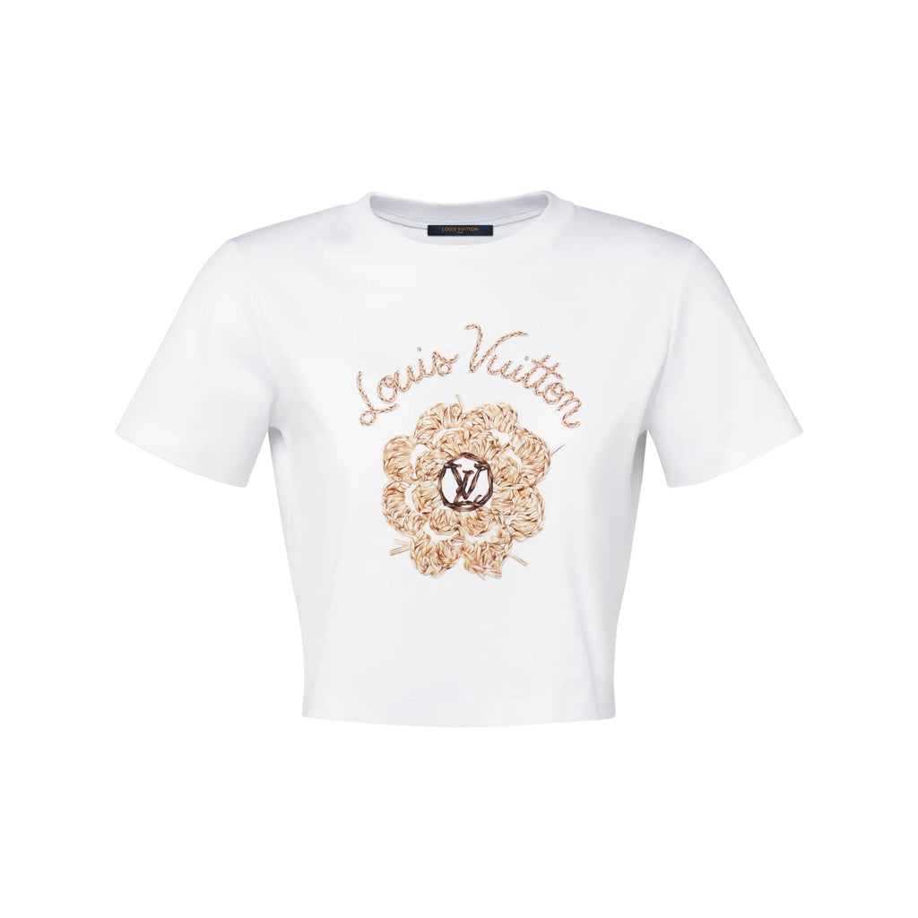 Woven Flower Print Crop Top