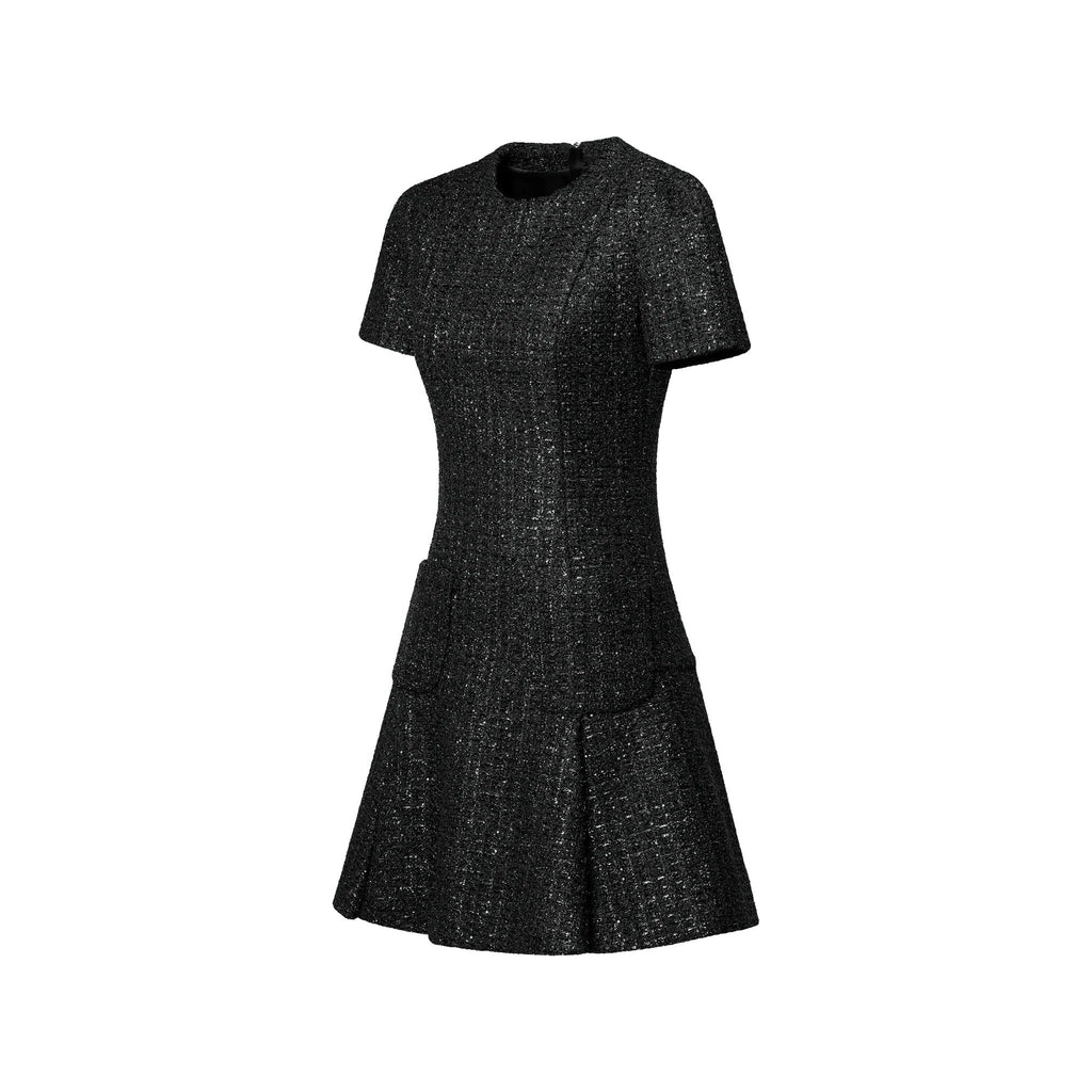 Lurex Tweed Box Pleat Dress