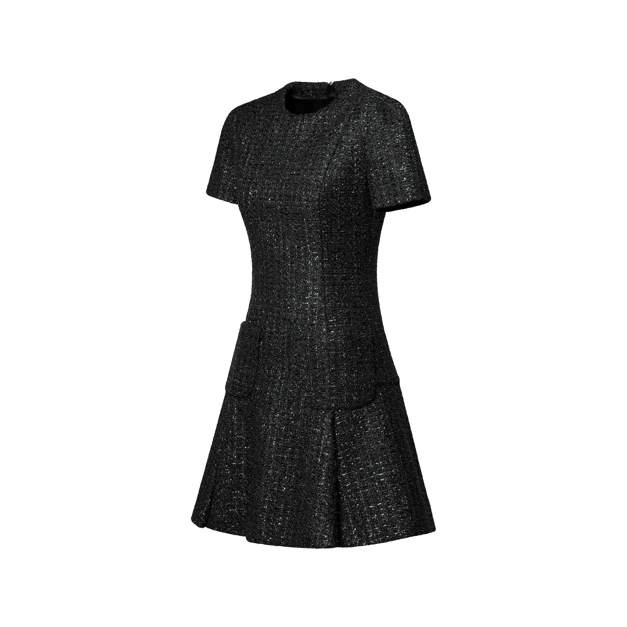 Lurex Tweed Box Pleat Dress