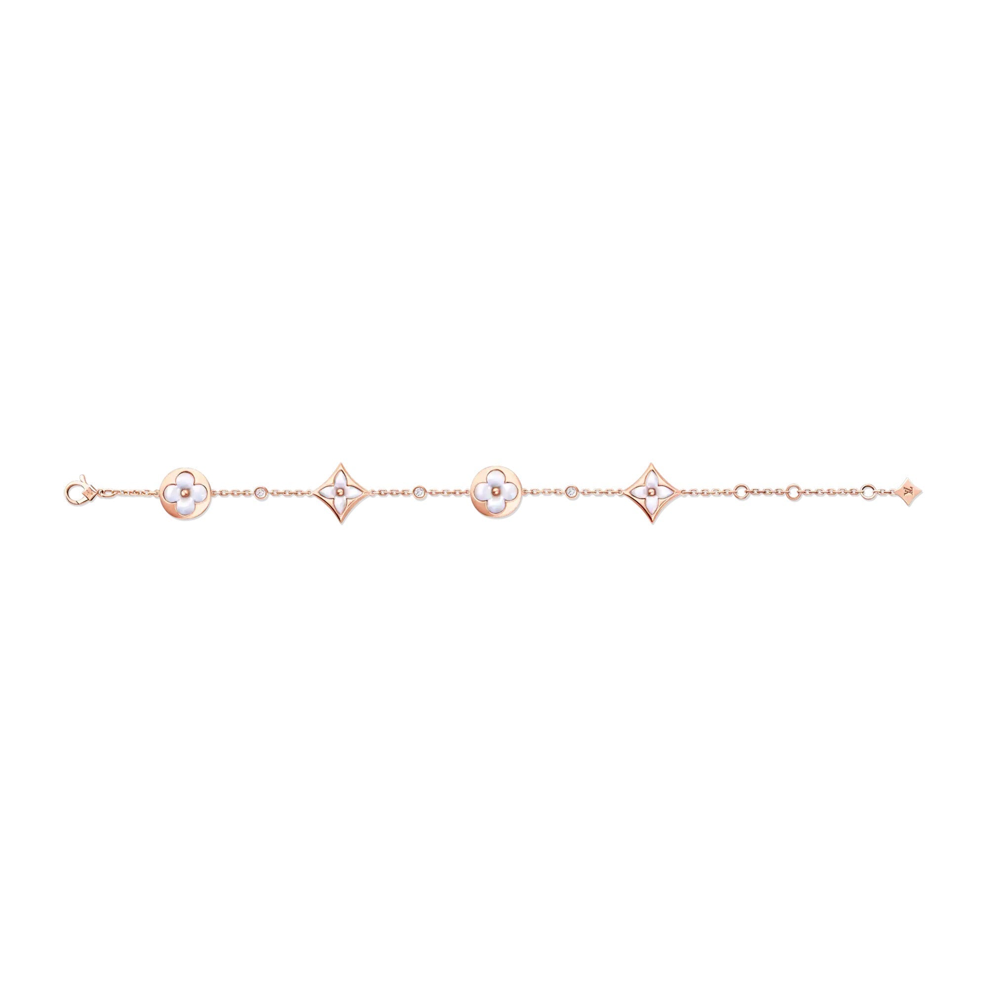 Color Blossom BB Star and Sun Multi-Motif Bracelet, Pink Gold, White Mother-of-Pearl and Diamonds