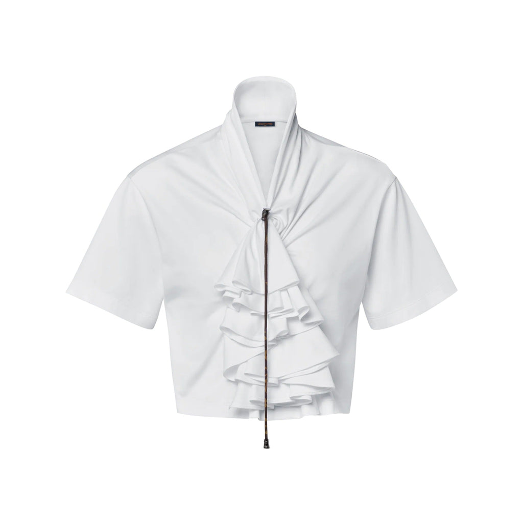 Gathered Ruffle Crop Top