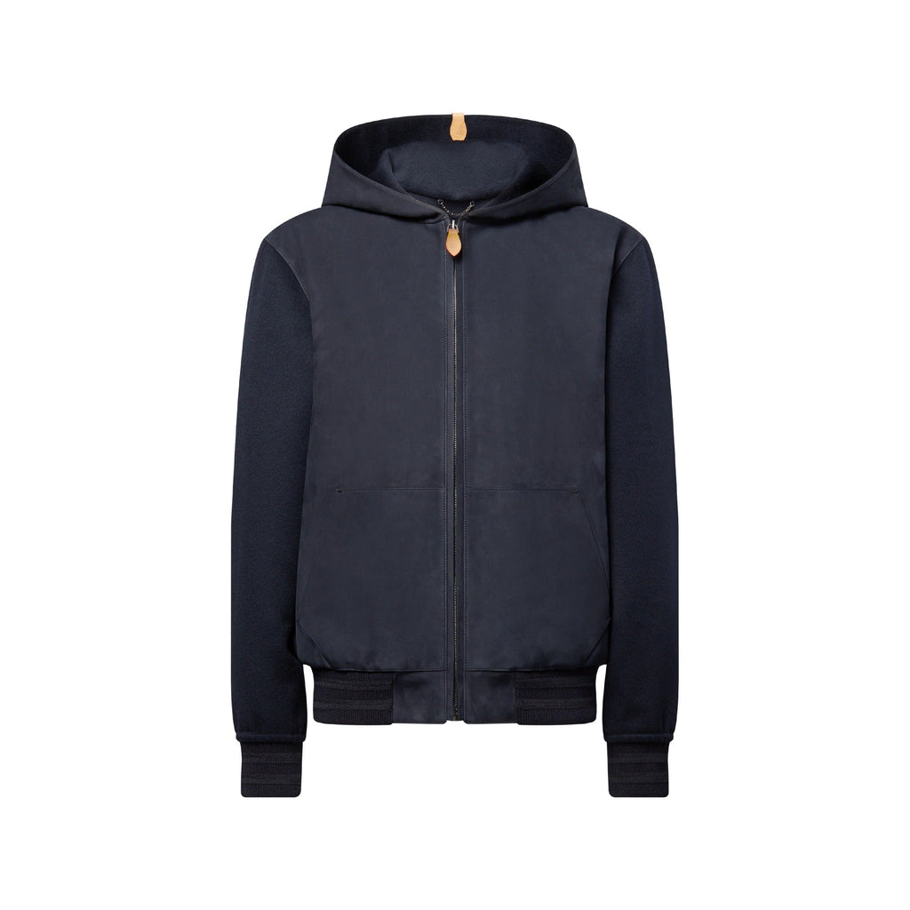 Leather Mix Hooded Blouson