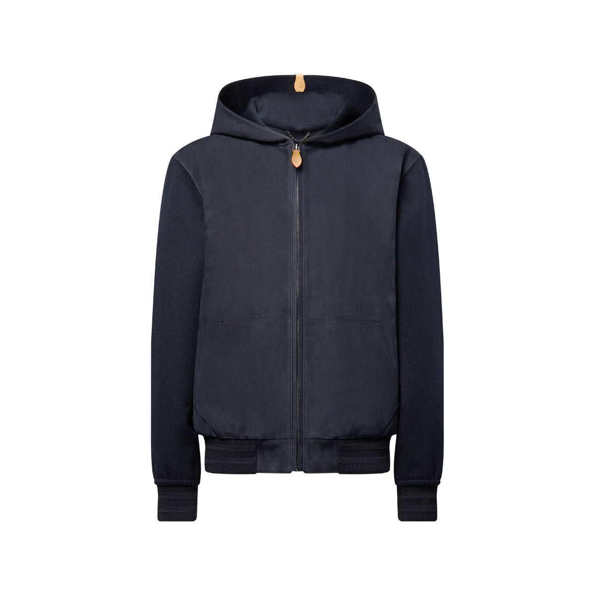 Leather Mix Hooded Blouson