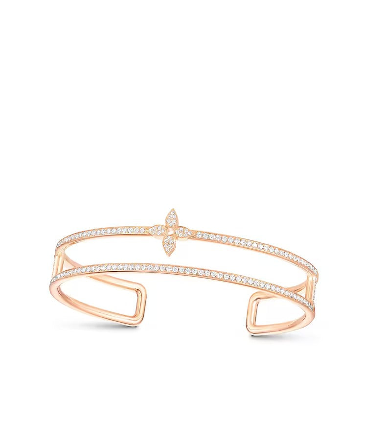 Idylle Blossom Two-Row Bracelet, Pink Gold And Diamonds