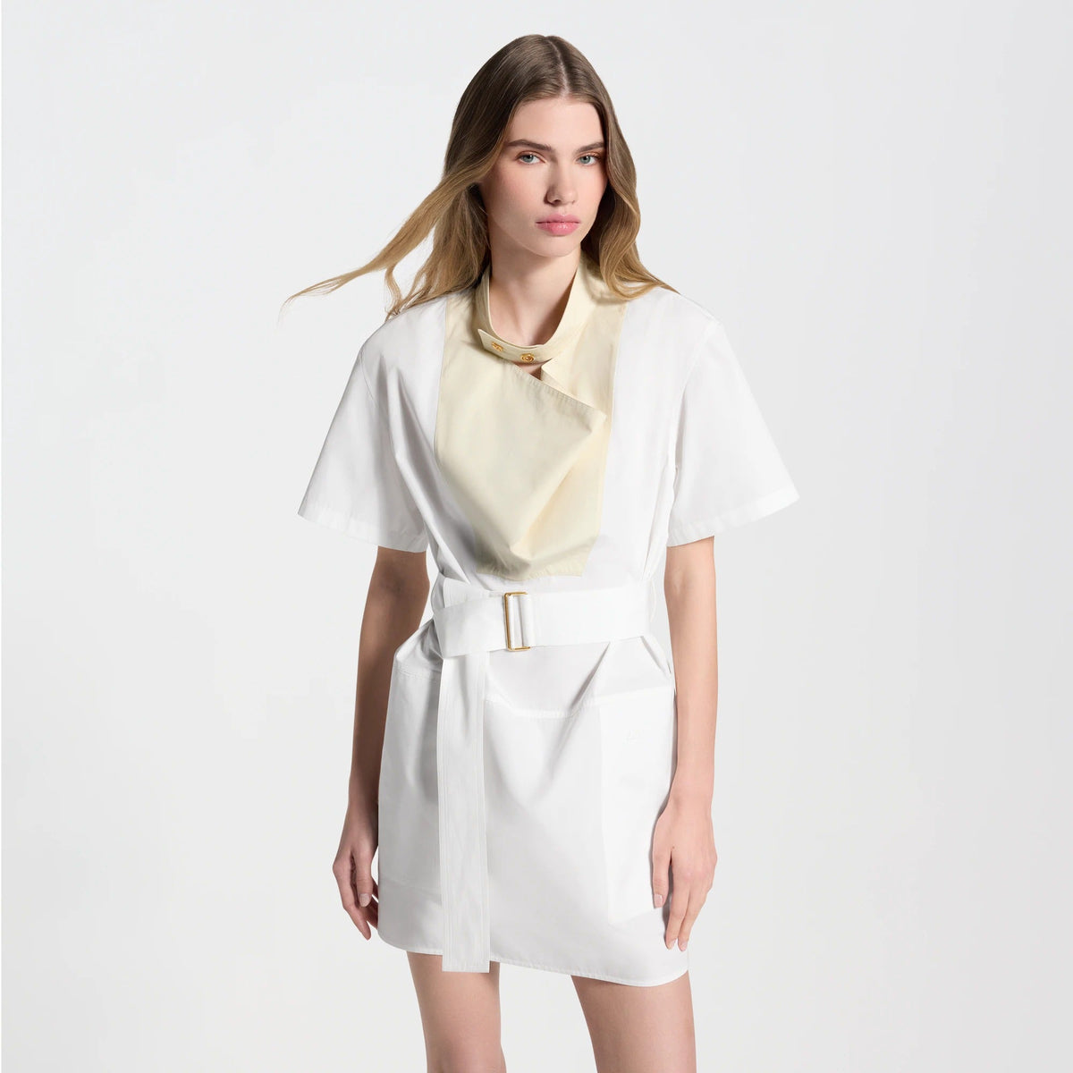 Bib Insert Belted Dress