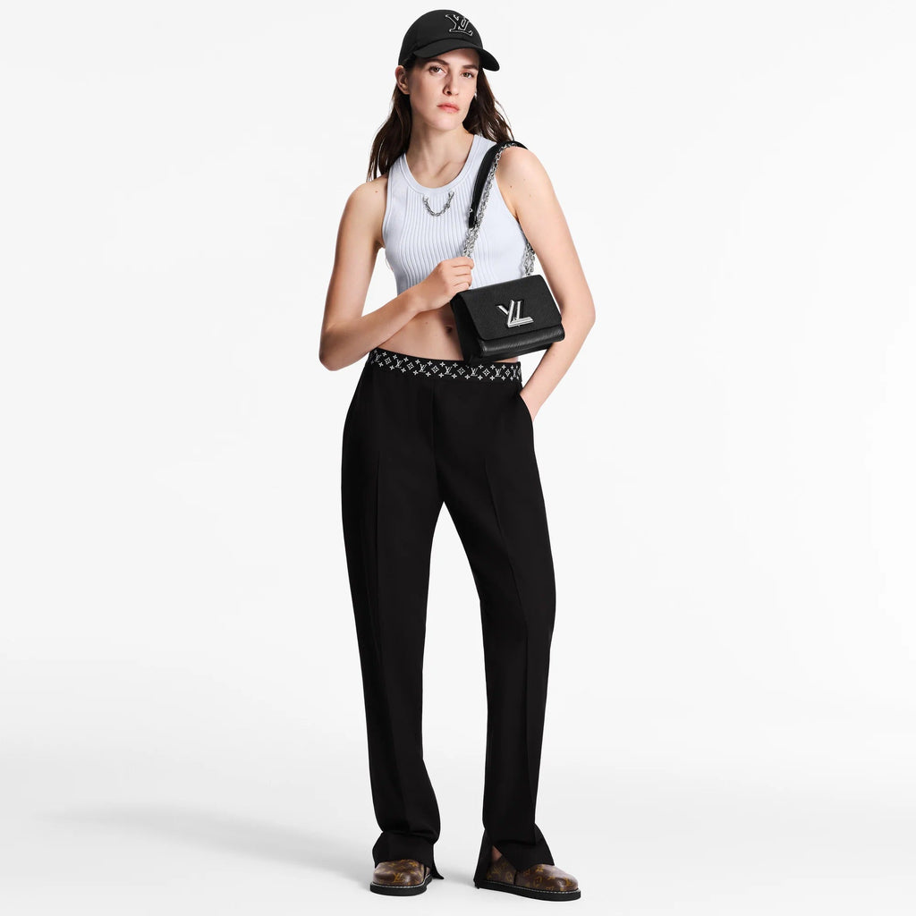 Straight Cut Pants With Monogram Elastic Belt