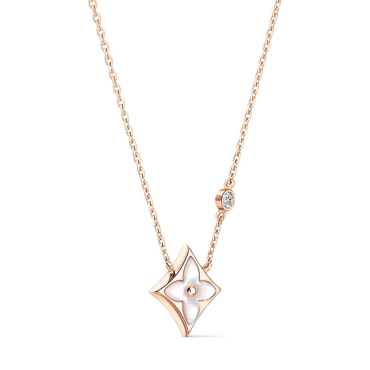Color Blossom BB Star Pendant, Pink Gold, White Mother-of-Pearl and Diamond