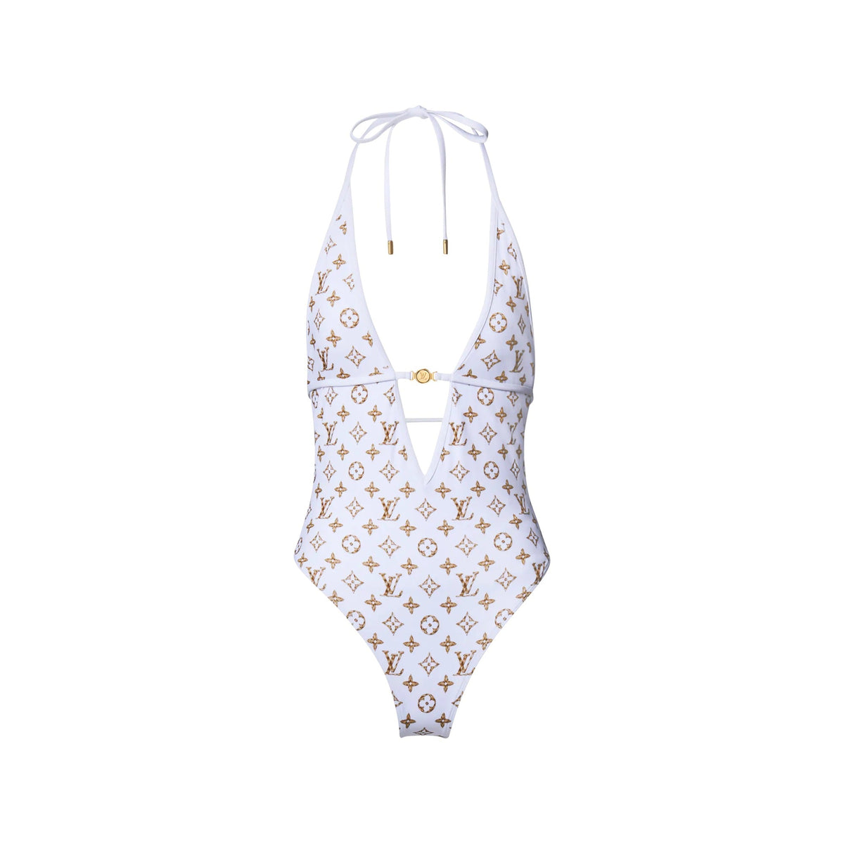 Woven Monogram Print Swimsuit