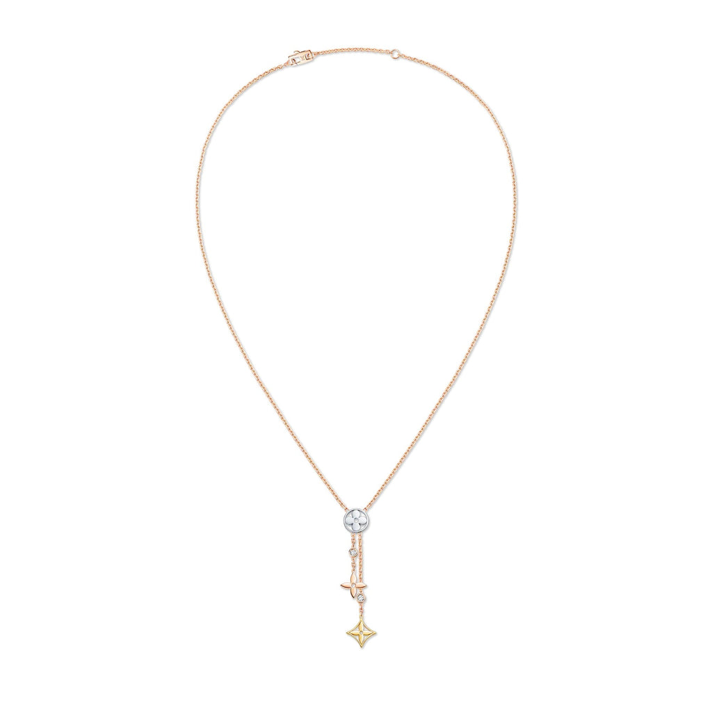 Idylle Blossom Y Pendant, 3 Gold and Diamonds