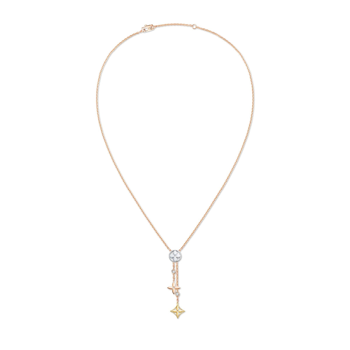Idylle Blossom Y Pendant, 3 Gold and Diamonds