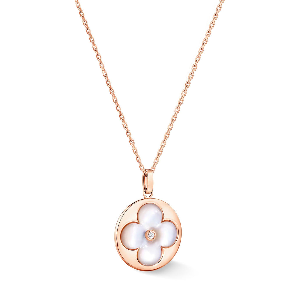 Color Blossom XL Sun Medallion, Pink Gold, White Mother-of-Pearl and Diamond