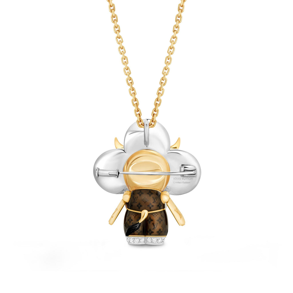 Vivienne Ox Pendant, 3 Golds, Lacquer, Diamonds & Colored Gemstones