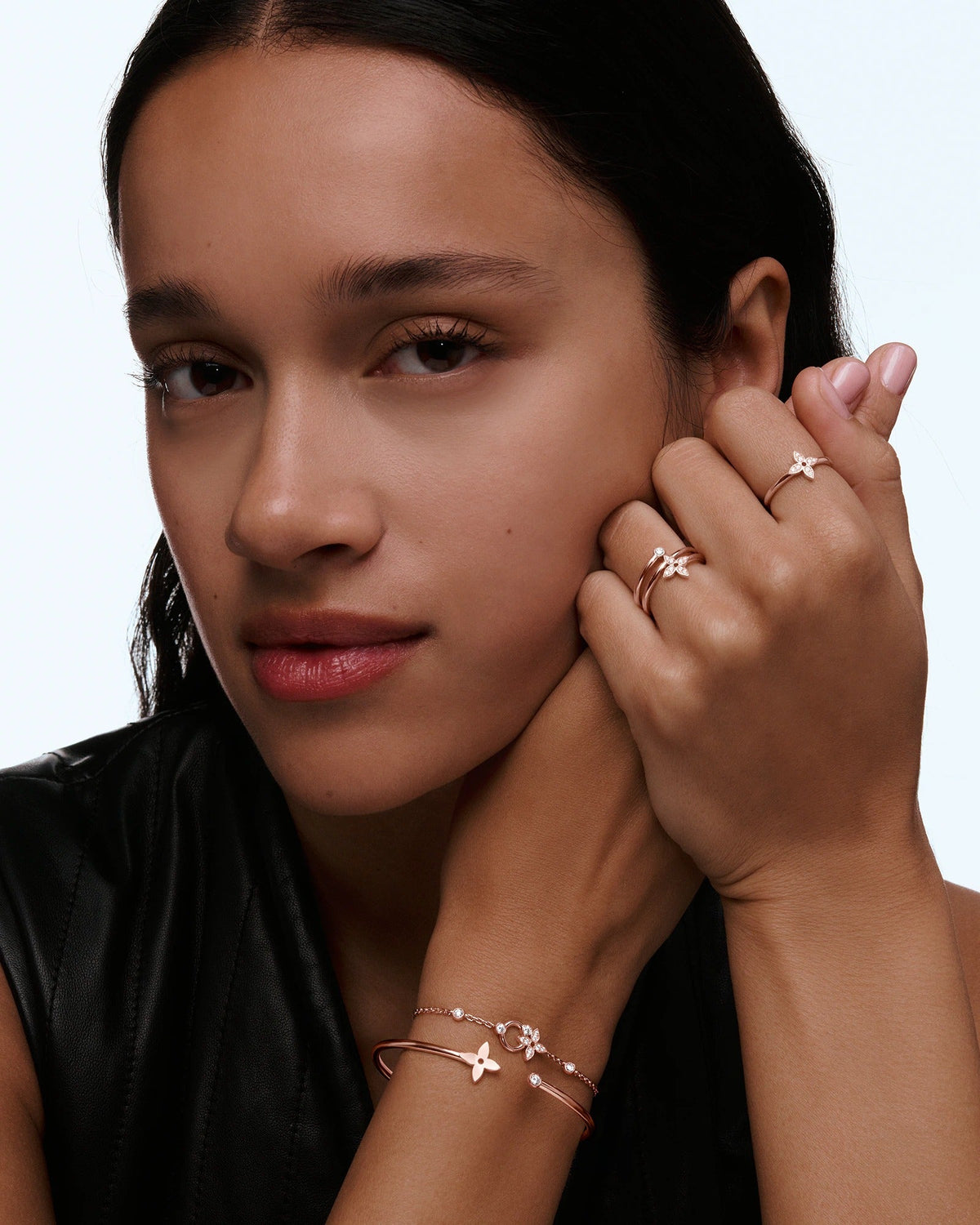 Idylle Blossom Bracelet, Pink Gold and Diamonds