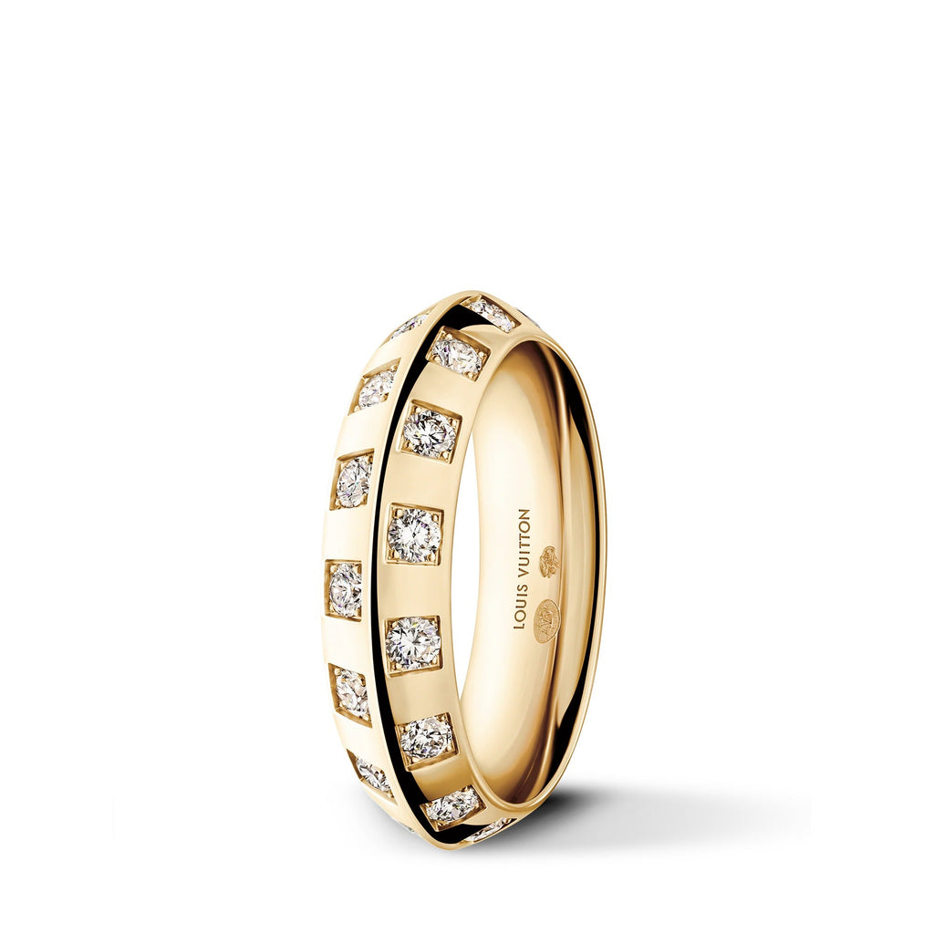 Le Damier de Louis Vuitton Medium Ring, Yellow Gold and Diamonds
