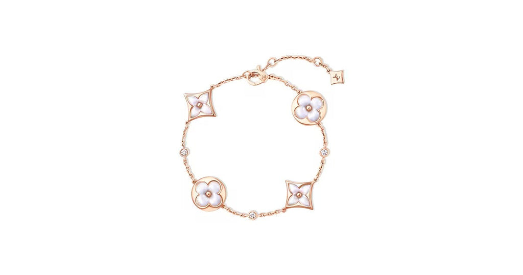 Color Blossom BB Star and Sun Multi-Motif Bracelet, Pink Gold, White Mother-of-Pearl and Diamonds