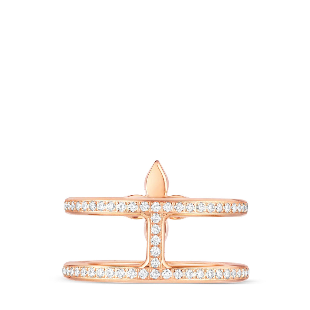 Idylle Blossom Two-Row Ring, Pink Gold And Diamonds