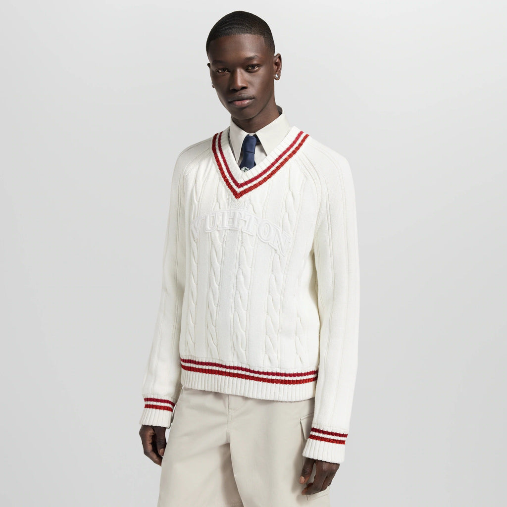 Preppy V-Neck Cable Pullover