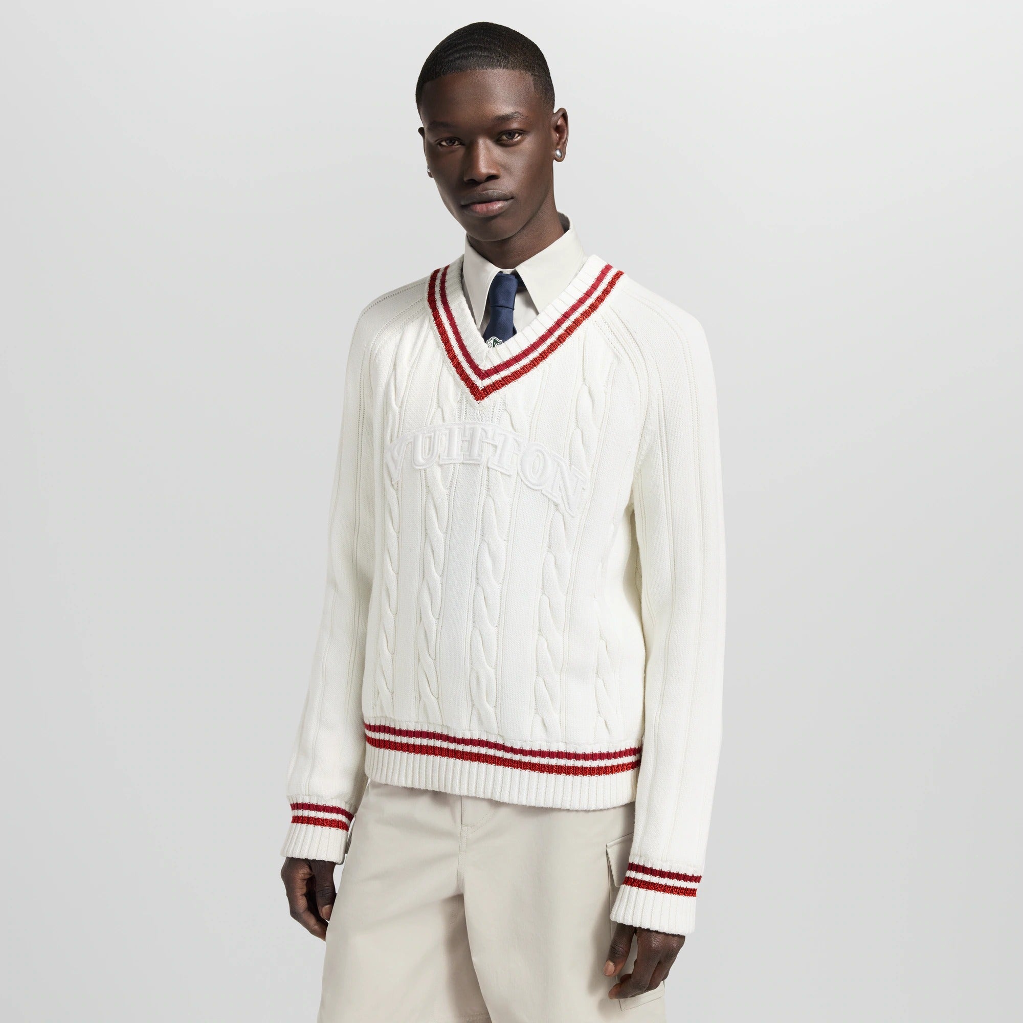Preppy V-Neck Cable Pullover
